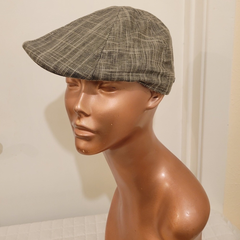 Stetson Mens Grey Plaid Flat Cap Driver Newsboy Hat Peaky Blinders Thomas Shelby